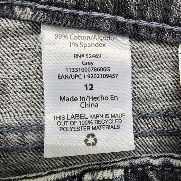 Time And Tru Jeans Womens 12 Black Gray High Rise Crop Straight Leg Stretch - Picture 6 of 13